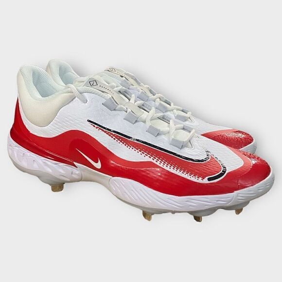 Nike Alpha Huarache Elite 4 Low Baseball Cleats Red FD2745-105 Mens size 13 New - Picture 1 of 9